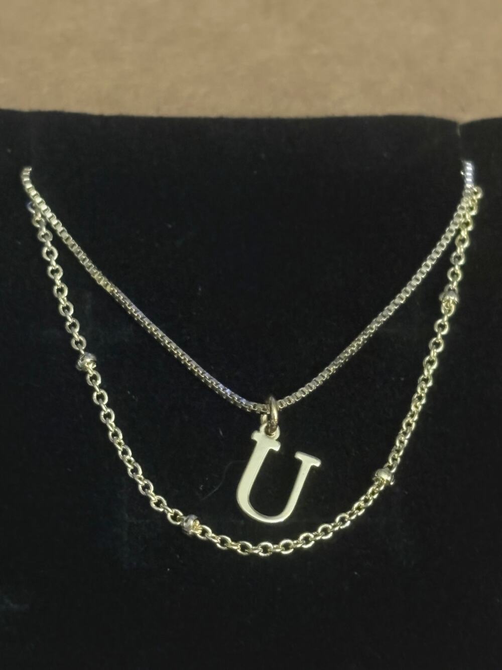 New Gold Tone Initial U single Chain with another Anklet 8.5